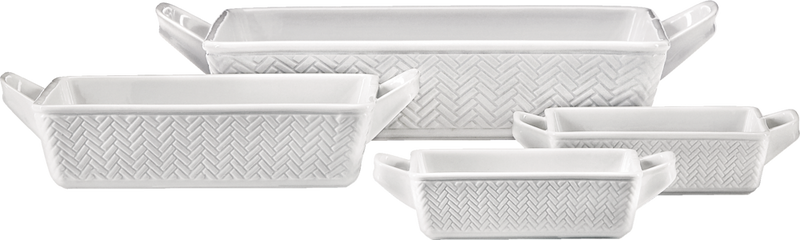 CANVAS Stoneware Bakeware Set, White, Assorted Sizes, 4-pc P9