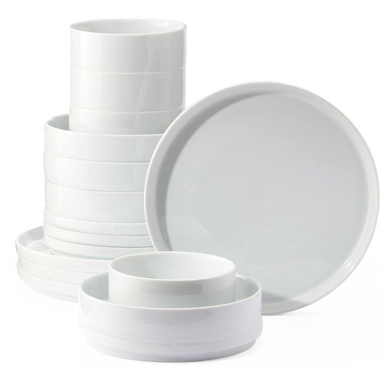 CANVAS Tate Modern Edge Porcelain Dinnerware Set, Serves 4, 16-pc, White H8