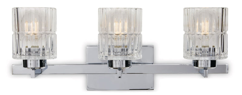 CANVAS Waverly 3-Light Vanity Light Fixture with Clear Glass Shades, Chrome R3