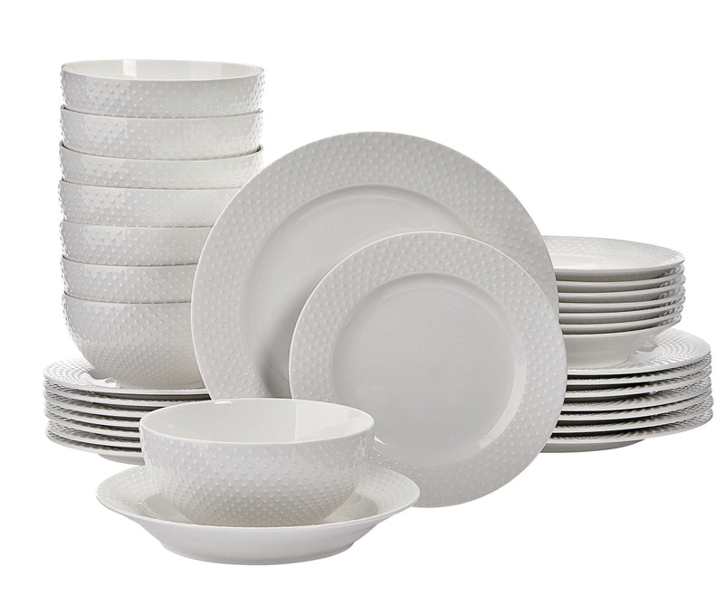 CANVAS Westbrooke Stoneware Dotted Dinnerware Set, Serves 8, 32-pc, White T2