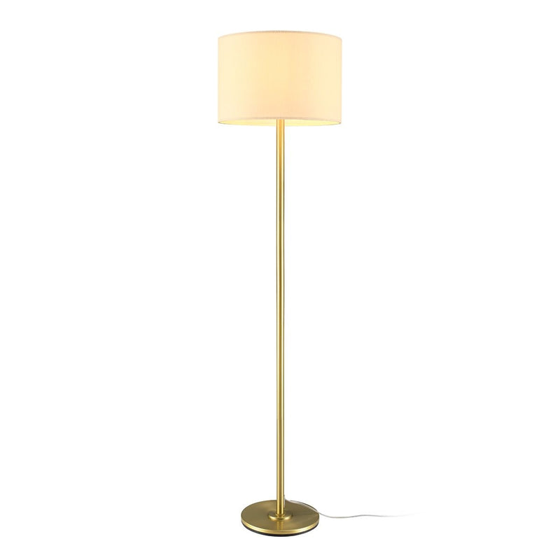 CANVAS White Drum Shade Floor Lamp, 16-in, Metallic Gold/Matte Brass P8