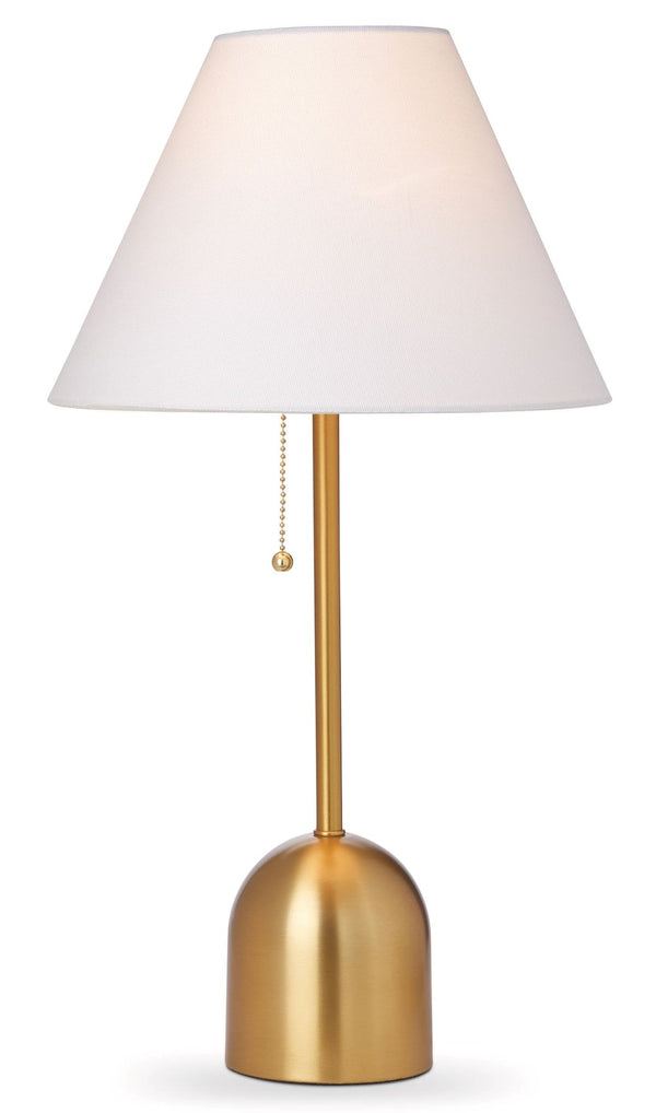 CANVAS White Linen Cone Shade Table Lamp, 22-in, Antique Brass S5