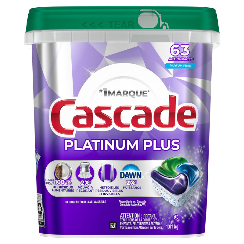 Cascade ActionPacs Platinum Plus Fresh Dishwasher Pods, 63-ct V5