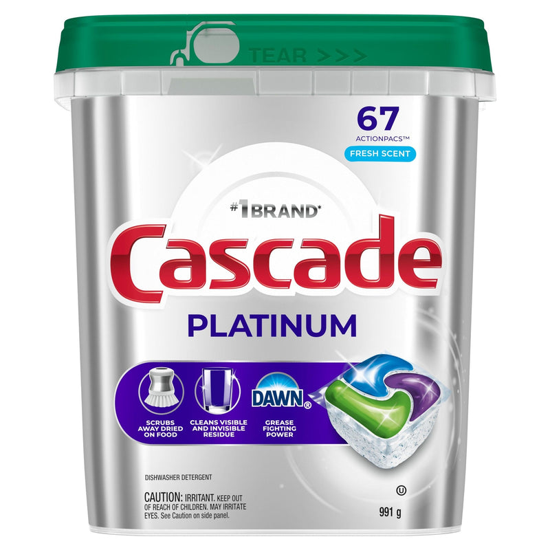 Cascade Platinum ActionPacs Dishwasher Detergent Pods, Fresh, 67 Count L1