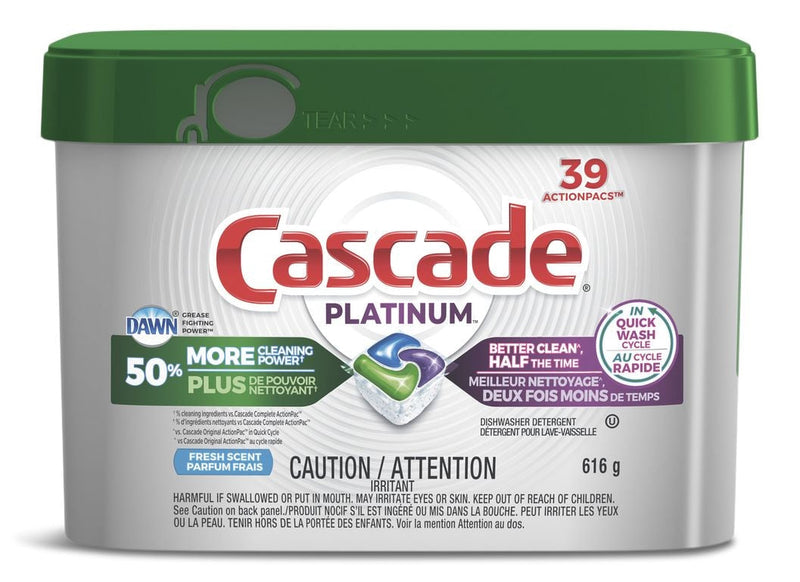 Cascade Platinum Dishwasher Detergent Pods, Fresh, 39-pk D6