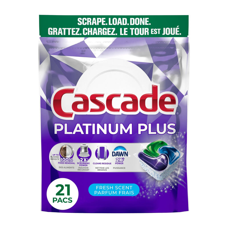 Cascade Platinum Plus ActionPacs Dishwasher Detergent Pods, Fresh, 21 Count N4