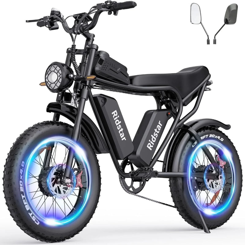 Electric Bike Q20, 2000W, 52V, 30-180 Miles All-Terrain Fat Tire E-Bike for Adults N2