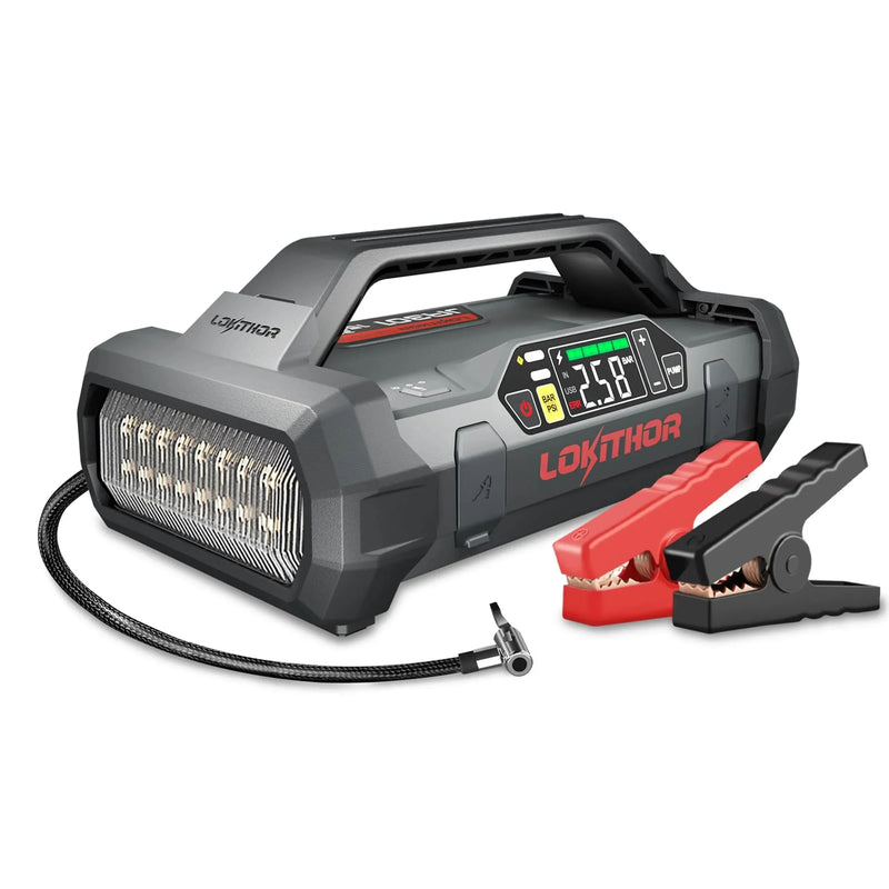 Starter with Air Compressor, 1500Amp 12V Portable Car Battery Booster Pack for Upto 7.0L Gas or 4.5L Diesel, 150 PSI Tire Inflator with Digital Screen, 24 Months Ultra-Long Standby B0