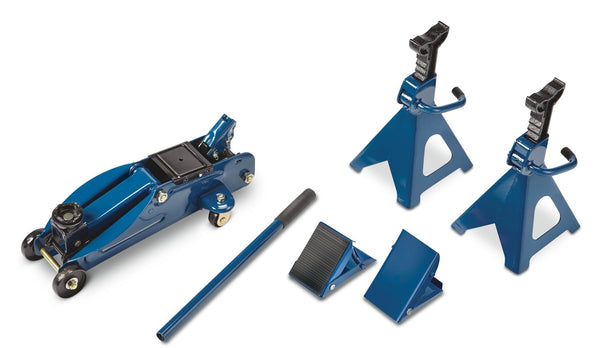 Certified Garage Combo Kit, Jack and Axle Stands with Wheel Chocks, 2-Tonnes, 5-pc R3