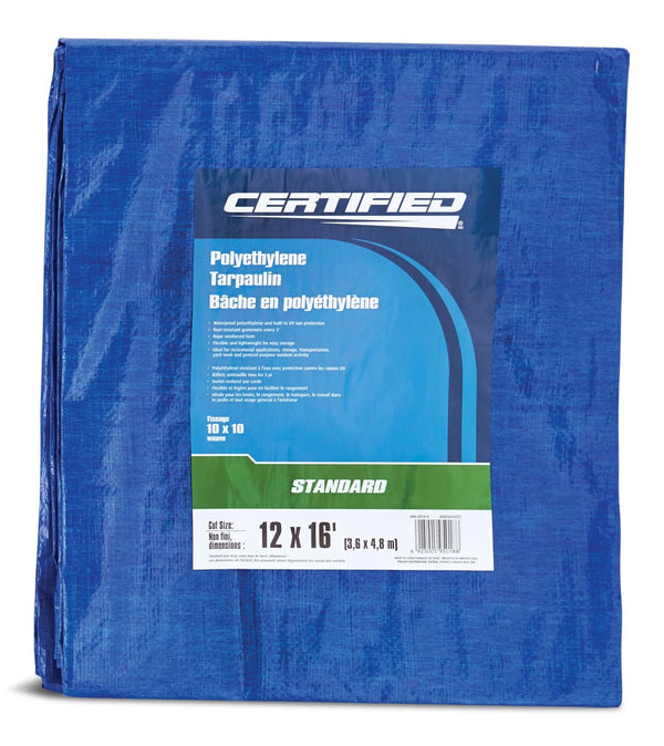 Certified Standard Duty Poly Tarp, Waterproof, 12-ft x 16-ft N4