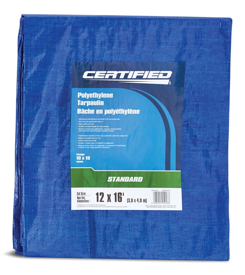 Certified Standard Duty Poly Tarp, Waterproof, 12-ft x 16-ft N4