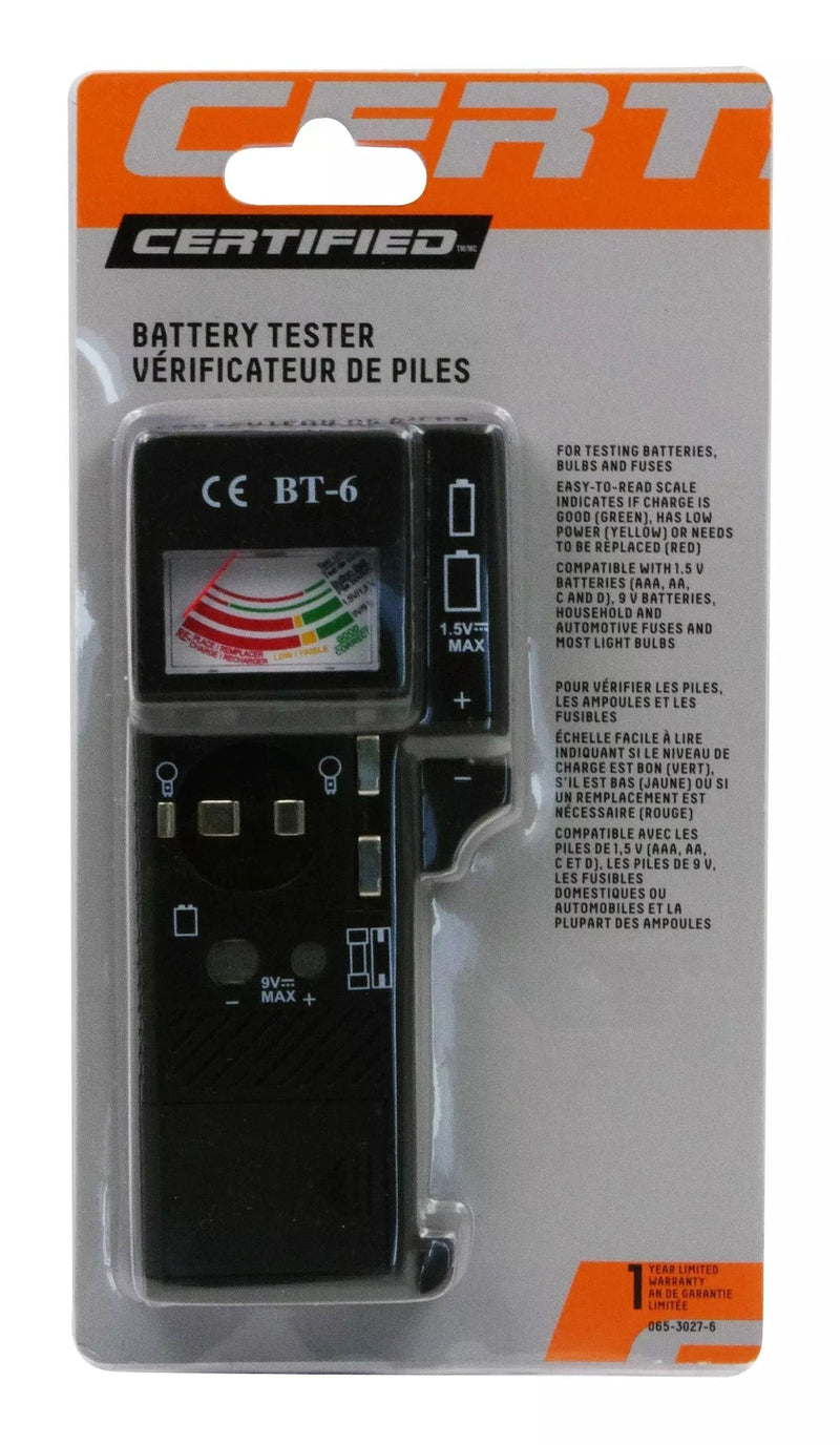 Certified Universal Battery Tester / Checker, AAA, AA, C, D, 9V D7