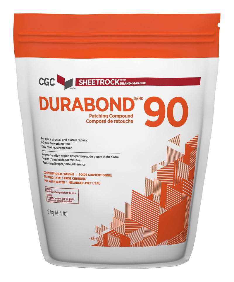 CGC Sheetrock Durabond 90 Minute Drywall & Plaster Repair Compound, Easy-Mix, White, 2-kg Y5