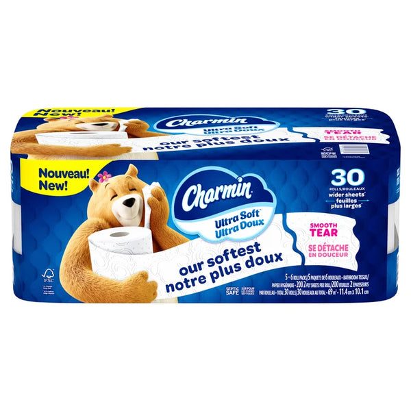 Charmin Ultra Soft Toilet Paper Jumbo Rolls, 30 x 200 Sheets U6