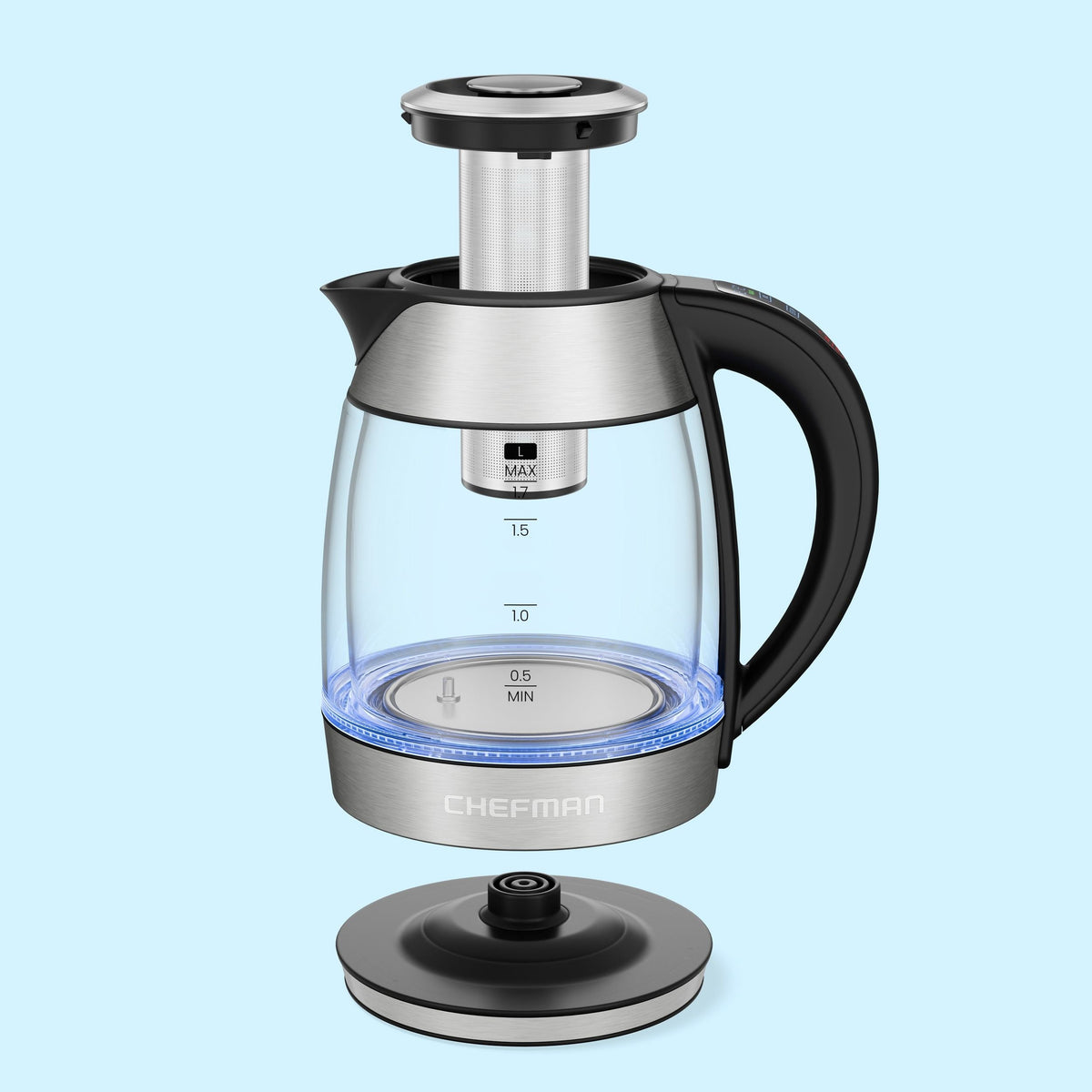 Chefman Custom-Temp 1.5L Digital Double Glass Kettle