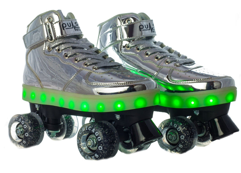 Chicago Skates Pulse LED Light Up Rollerskates, Silver P7