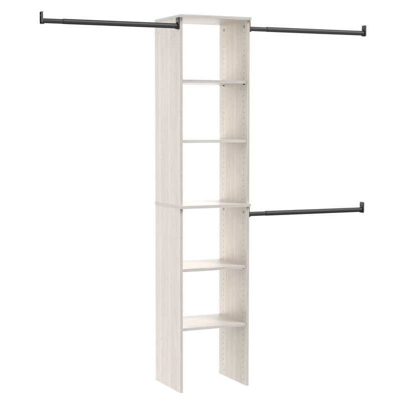 ClosetMaid Suite Symphony Laminate Wood Tower Starter Kit with Rods, White Timber, 16-in B2