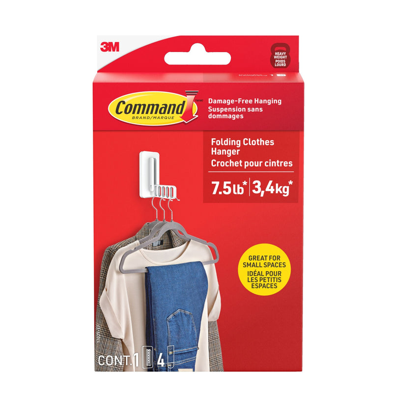 Command 7.5-lb Large White Damage Free Folding Clothes Hanger B2