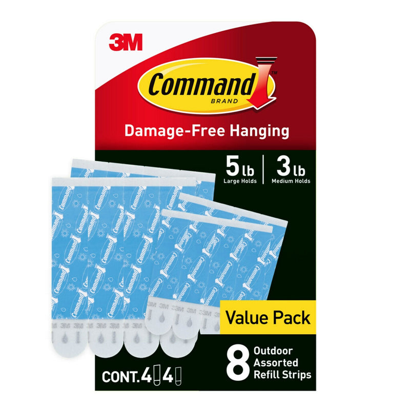 Command 8-Piece 5-lb Medium and Large White All Weather Outdoor & Bath Damage Free Hanging Strips U8