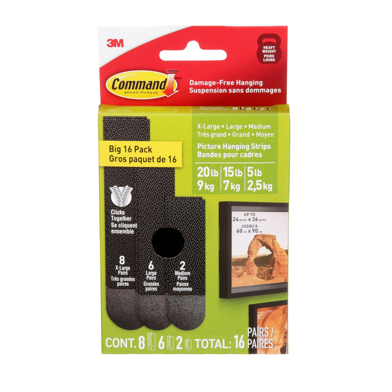 Command Black Picture Hanging Strip Mixed Pack, 17218BLK-16EF, 16 Pairs U2