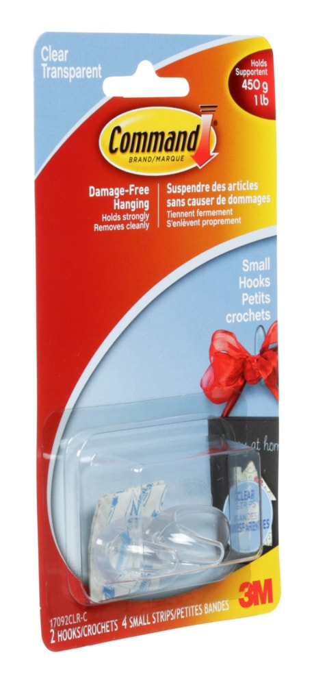 Command Clear Hook and Strips, Damage Free Hanging, 1-lb Capacity D2