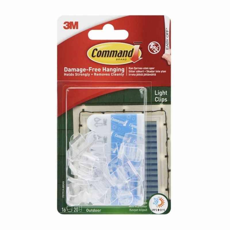 Command Clear Small Light Clips, for Outdoor, All Weather Strips Included R8