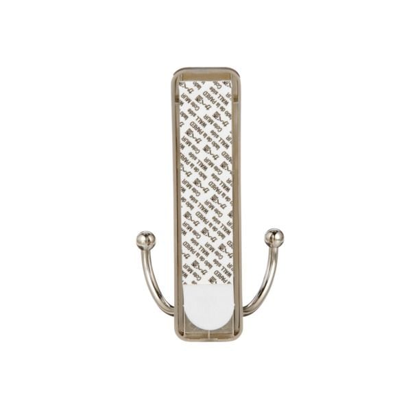 Command Large Decorative Double Hook with Adhesive Strip, Brushed Nickel, 4-lbs, 1 Strip per Pack J0