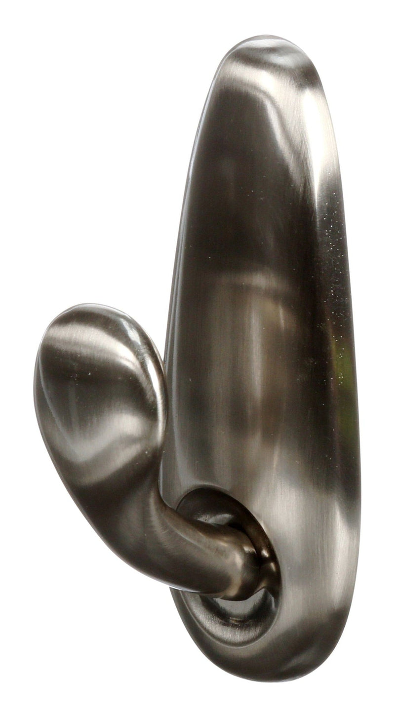 Command Large Decorative Metallic Hook with Adhesive Strips, Brushed Nickel, 5-lbs, 1 Strip per Pack D2