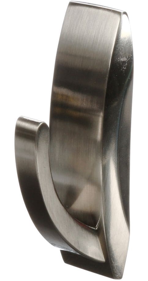 Command Large Elegant Decorative Metallic Hook with Adhesive Strips, Brushed Nickel, 5-lbs, 2 Strips Per Pack R1