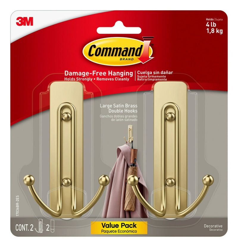 Command Large Satin Brass Hooks A3