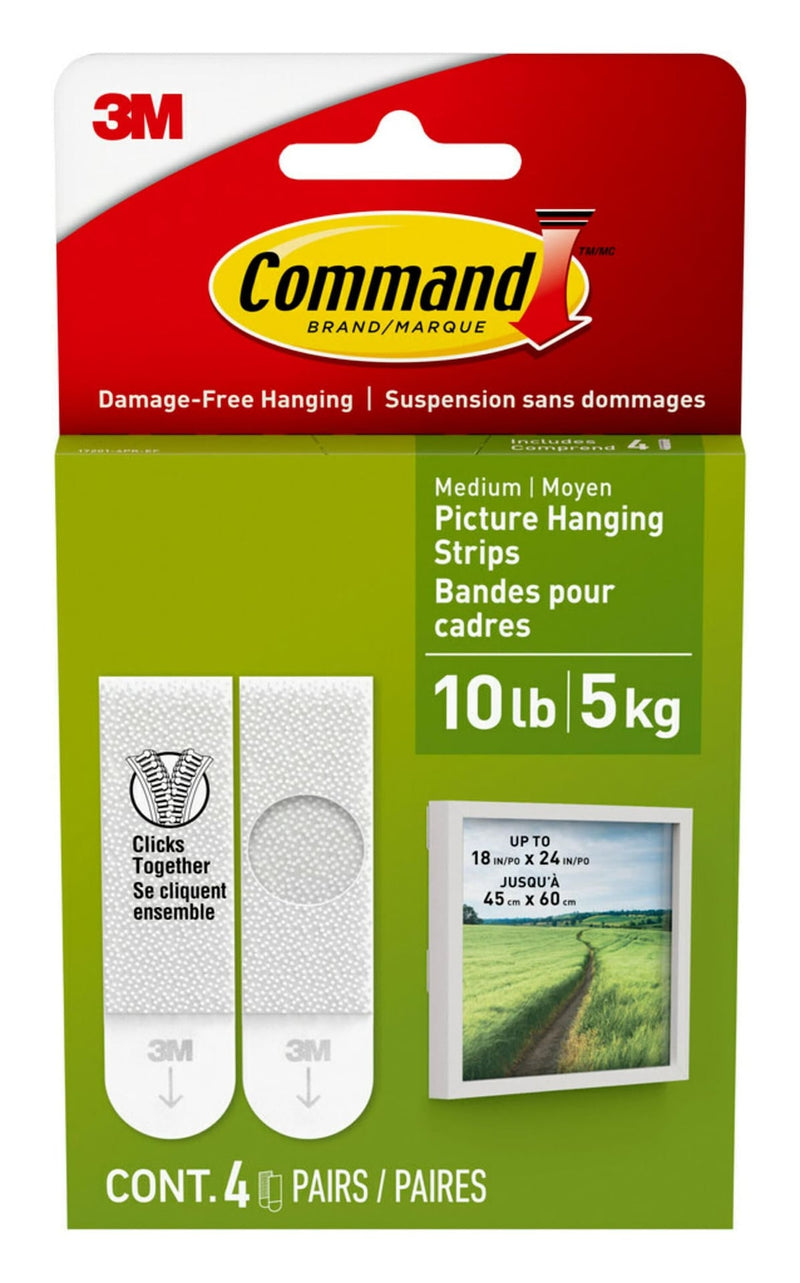 Command Medium Adhesive Picture Hanging Strips, White, 9-lbs, 3 Strips per Pack L5