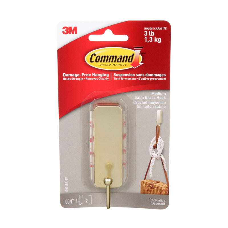 Command Medium Satin Brass Hook Q1