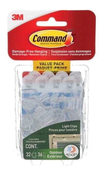 Command Outdoor Light Clips with Foam Strips, No Surface Damage, 32 Strips per Pack L9