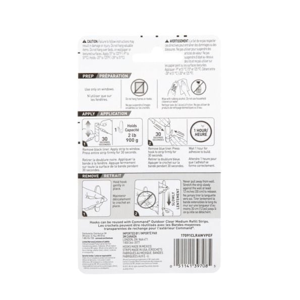 Command Outdoor Medium Window Hooks, No Surface Damage, 5 Hooks per Pack F0