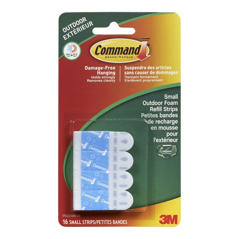 Command Outdoor Small Foam Adhesive Strip Refills, 16 Strips per Pack L9