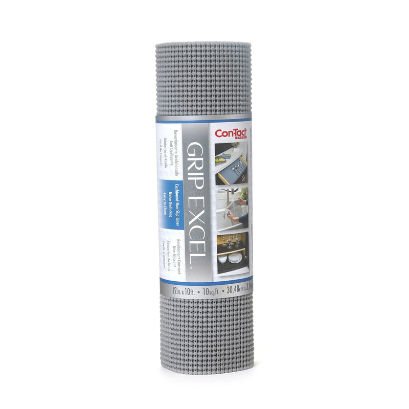 Con-Tact Grip Excel Non-Adhesive Cushioned Shelf/Drawer Liner, Grey, 12-in x 10-ft E8