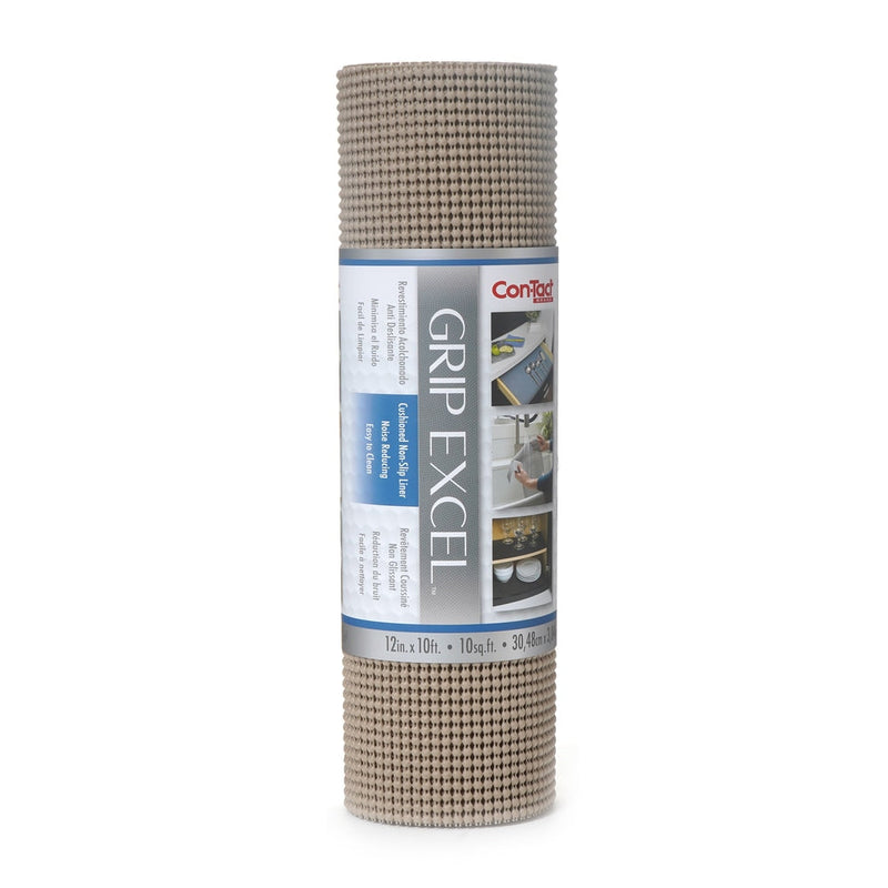 Con-Tact Grip Excel Non-Adhesive Cushioned Shelf/Drawer Liner, Taupe, 12-in x 10-ft L6