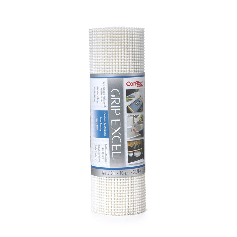 Con-Tact Grip Excel Non-Adhesive Cushioned Shelf/Drawer Liner, White, 12-in x 10-ft O4