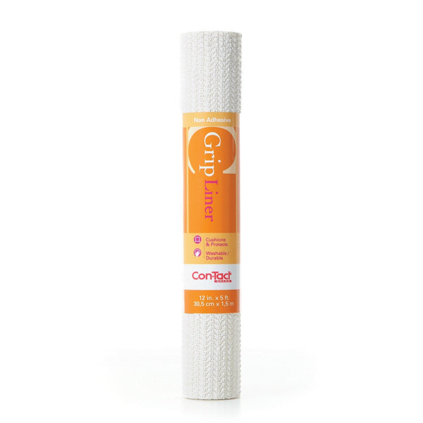 Con-Tact Grip Liner Washable Non-Adhesive Shelf/Drawer Liner, White, 12-in x 5-ft L6