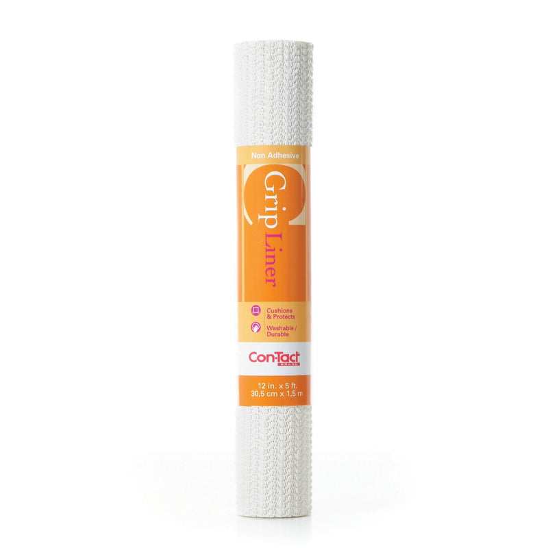 Con-Tact Grip Liner Washable Non-Adhesive Shelf/Drawer Liner, White, 12-in x 5-ft L6