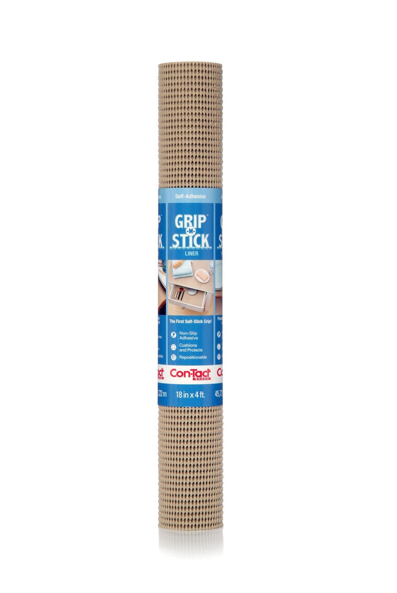 Con-Tact Grip-N-Stick Removable Adhesive Non-Slip Shelf/Drawer Liner, Taupe, 18-in x 4-ft I9