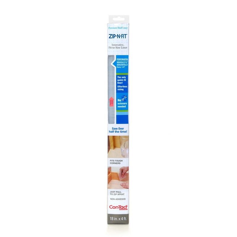 Con-Tact Zip-N-Fit Quick-Fit Non-Slip Solid Grip Shelf/Drawer Liner, Clear, 18-in x 4-ft L6