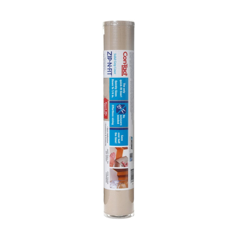 Con-Tact Zip-N-Fit Quick-Fit Non-Slip Solid Grip Shelf/Drawer Liner, Stone, 18-in x 4-ft A0