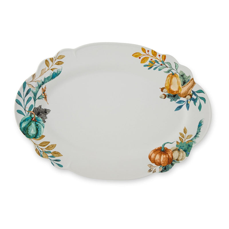 Core Home Dishwasher Safe Stoneware Harvest Oval Platter M5