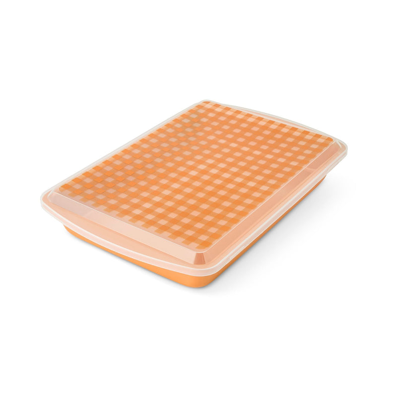 Core Kitchen Gingham Metal Pan with Lid and Cutter E6