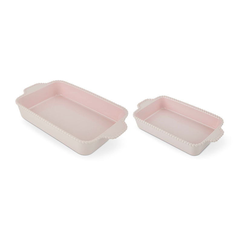 Core Kitchen Nested Bead Rectangular Bake Dish Set, Pink, 2-pc L0