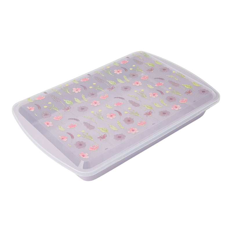 Core Kitchen Non-Stick Carbon Steel Cake Pan with Lid, Floral Print N2