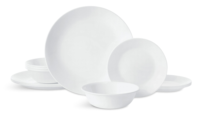 Corelle Winter Dinnerware Set, Serves 4, 12-pc, Frost White Y8