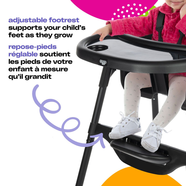 Cosco Black Canteen High Chair with Adjustable Footrest Q7