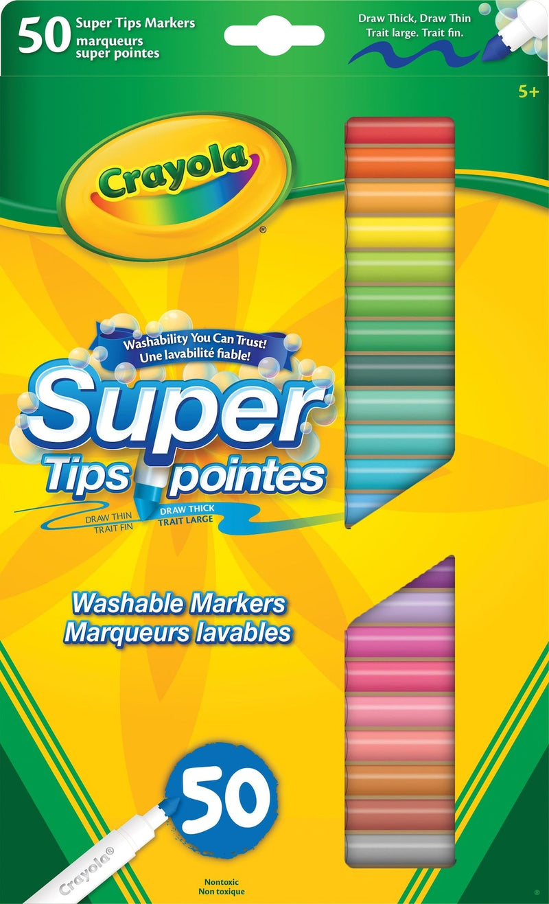 Crayola Super Tips Washable Markers, 50 Pieces, Multicolour D0